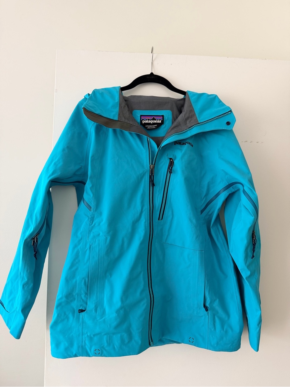 Patagonia Bright Turquoise Ski Shell Jacket with Hood